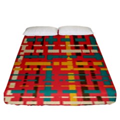 Colorful Line Segments Fitted Sheet (king Size) by linceazul