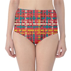 Colorful Line Segments High-waist Bikini Bottoms by linceazul