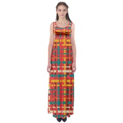 Colorful Line Segments Empire Waist Maxi Dress by linceazul