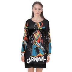 Carnaval  Long Sleeve Chiffon Shift Dress  by Valentinaart