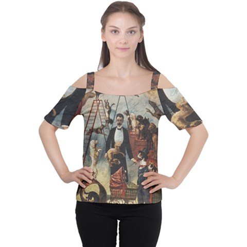 Dog Circus Women s Cutout Shoulder Tee by Valentinaart