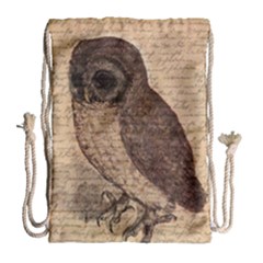 Vintage Owl Drawstring Bag (large) by Valentinaart