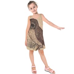 Vintage Owl Kids  Sleeveless Dress by Valentinaart