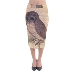 Vintage Owl Velvet Midi Pencil Skirt by Valentinaart