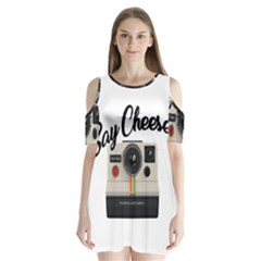 Say Cheese Shoulder Cutout Velvet  One Piece by Valentinaart