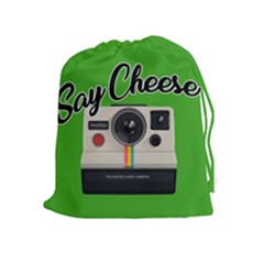 Say Cheese Drawstring Pouches (extra Large) by Valentinaart