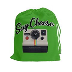 Say Cheese Drawstring Pouches (xxl) by Valentinaart