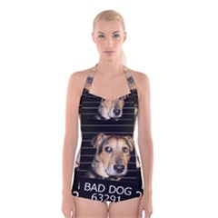 Bed Dog Boyleg Halter Swimsuit  by Valentinaart