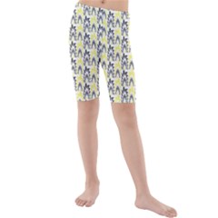 Tricolored Geometric Pattern Kids  Mid Length Swim Shorts by linceazul