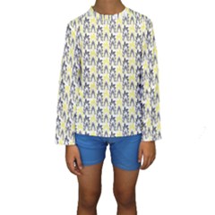 Tricolored Geometric Pattern Kids  Long Sleeve Swimwear by linceazul