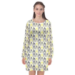 Tricolored Geometric Pattern Long Sleeve Chiffon Shift Dress  by linceazul