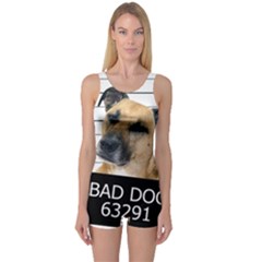 Bad Dog One Piece Boyleg Swimsuit by Valentinaart