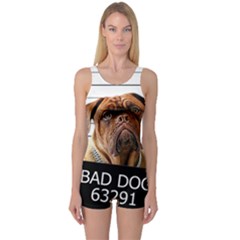 Bad Dog One Piece Boyleg Swimsuit by Valentinaart