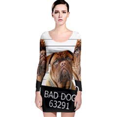 Bad Dog Long Sleeve Bodycon Dress by Valentinaart