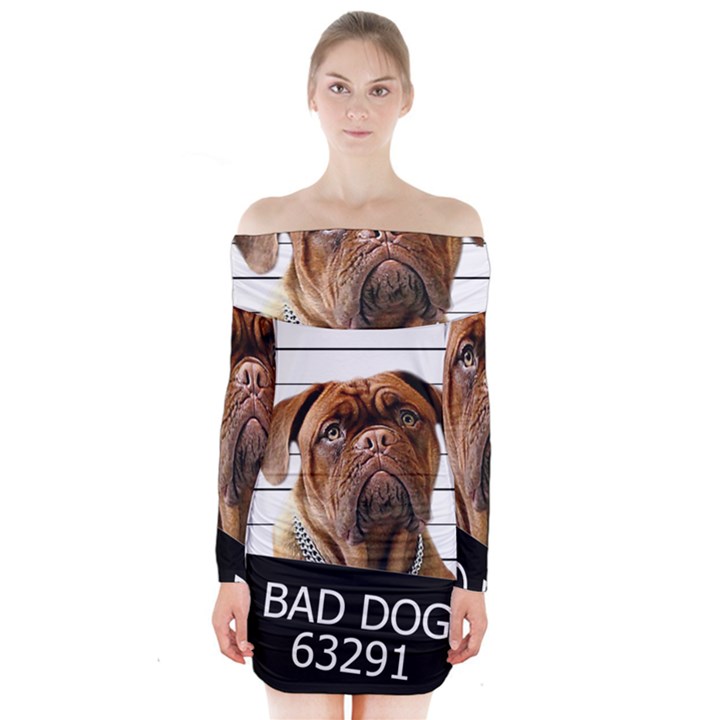 Bad dog Long Sleeve Off Shoulder Dress