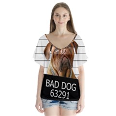 Bad Dog Flutter Sleeve Top by Valentinaart