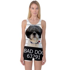 Bad Dog One Piece Boyleg Swimsuit by Valentinaart