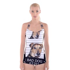 Bad Dog Boyleg Halter Swimsuit  by Valentinaart