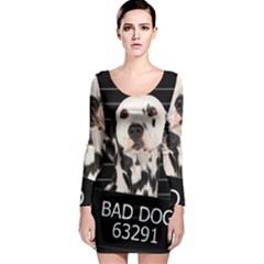 Bad Dog Long Sleeve Bodycon Dress by Valentinaart