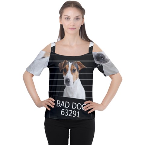 Bad Dog Women s Cutout Shoulder Tee by Valentinaart