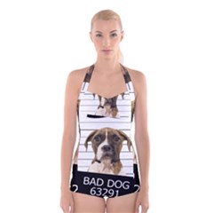 Bad Dog Boyleg Halter Swimsuit  by Valentinaart