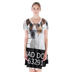 Bad Dog Short Sleeve V-neck Flare Dress by Valentinaart