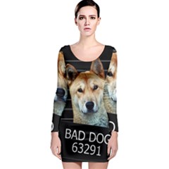 Bad Dog Long Sleeve Bodycon Dress by Valentinaart