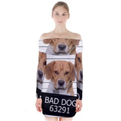 Bad Dog Long Sleeve Off Shoulder Dress by Valentinaart