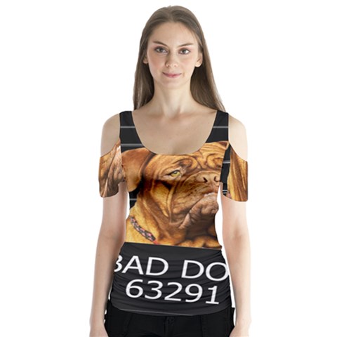 Bad Dog Butterfly Sleeve Cutout Tee  by Valentinaart