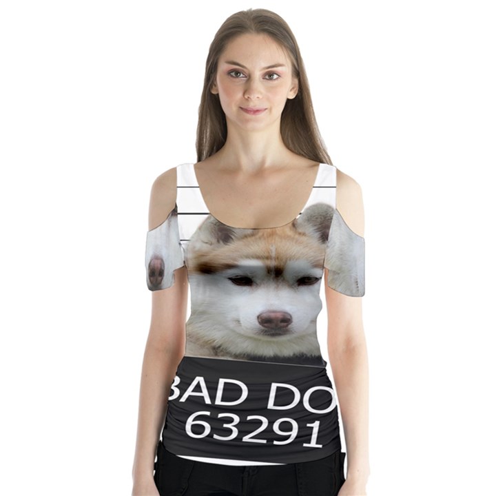 Bad dog Butterfly Sleeve Cutout Tee 