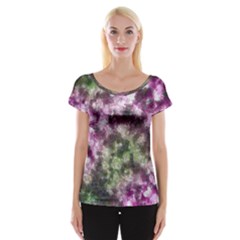 Purple Green Paint Texture          Women s Cap Sleeve Top by LalyLauraFLM