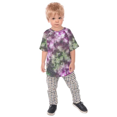 Purple Green Paint Texture      Kids  Raglan Tee by LalyLauraFLM