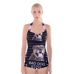 Bad Dog Boyleg Halter Swimsuit  by Valentinaart