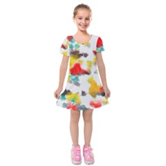 Colorful Paint Stokes               Kids  Short Sleeve Velvet Dress by LalyLauraFLM