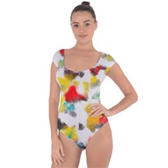 Colorful Paint Stokes      Short Sleeve Leotard