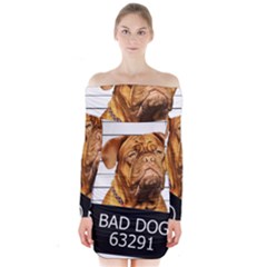 Bad Dog Long Sleeve Off Shoulder Dress by Valentinaart