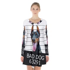 Bad dog Long Sleeve Velvet V-neck Dress