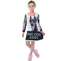 Bad dog Kids  Long Sleeve Velvet Dress