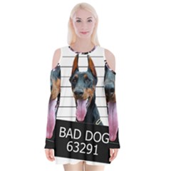 Bad dog Velvet Long Sleeve Shoulder Cutout Dress