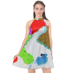 Painted Shapes           Halter Neckline Chiffon Dress by LalyLauraFLM