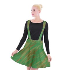 Brown Green Texture          Suspender Skater Skirt