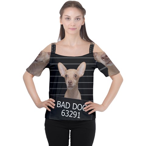 Bad Dog Women s Cutout Shoulder Tee by Valentinaart