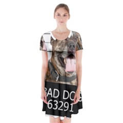 Bad Dog Short Sleeve V-neck Flare Dress by Valentinaart