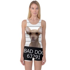 Bad Dog One Piece Boyleg Swimsuit by Valentinaart