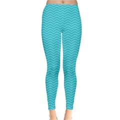 Blue Waves Pattern  Leggings  by TastefulDesigns