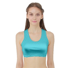 Blue Waves Pattern  Sports Bra With Border