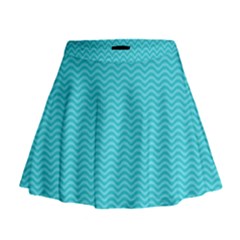 Blue Waves Pattern  Mini Flare Skirt by TastefulDesigns