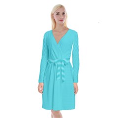 Blue Waves Pattern  Long Sleeve Velvet Front Wrap Dress by TastefulDesigns