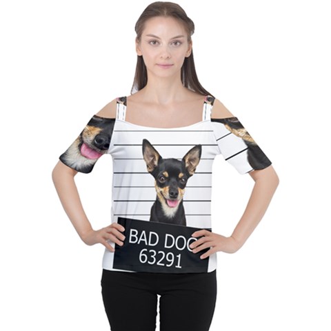 Bad Dog Women s Cutout Shoulder Tee by Valentinaart