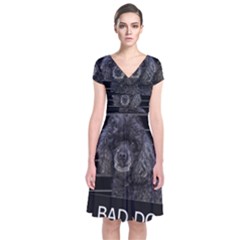 Bad Dog Short Sleeve Front Wrap Dress by Valentinaart